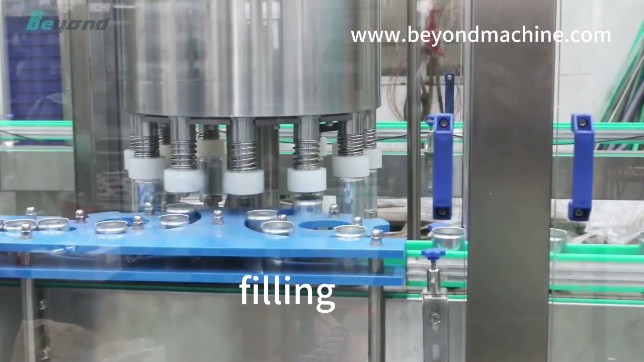12-1 Juice Can Washing Filling Seaming labeling line | 2024果汁易拉罐灌装生产线 from Beyond Machinery