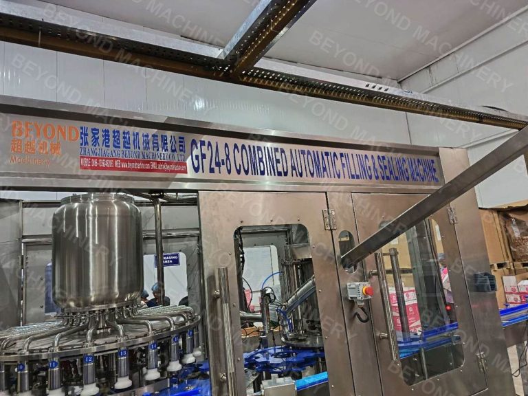 GF24-8 plastic can filling and seaming machine in a Maharashtra India plant